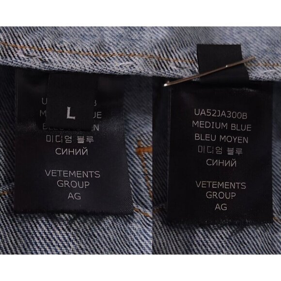 VETEMENTS Denim Black Fire Jacket Size L Mens Unisex Blue $2290 - Picture 13 of 16